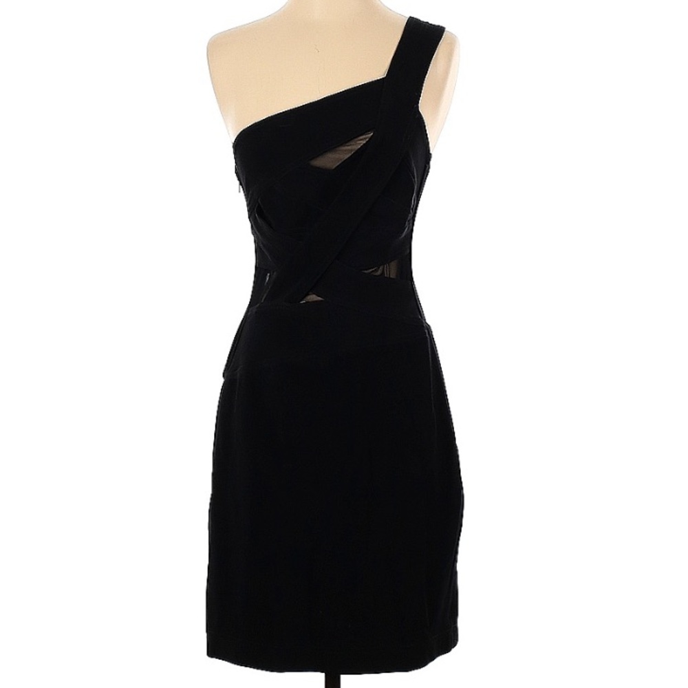 T by Tadashi One Strap Sheer Cut Out Black Dress